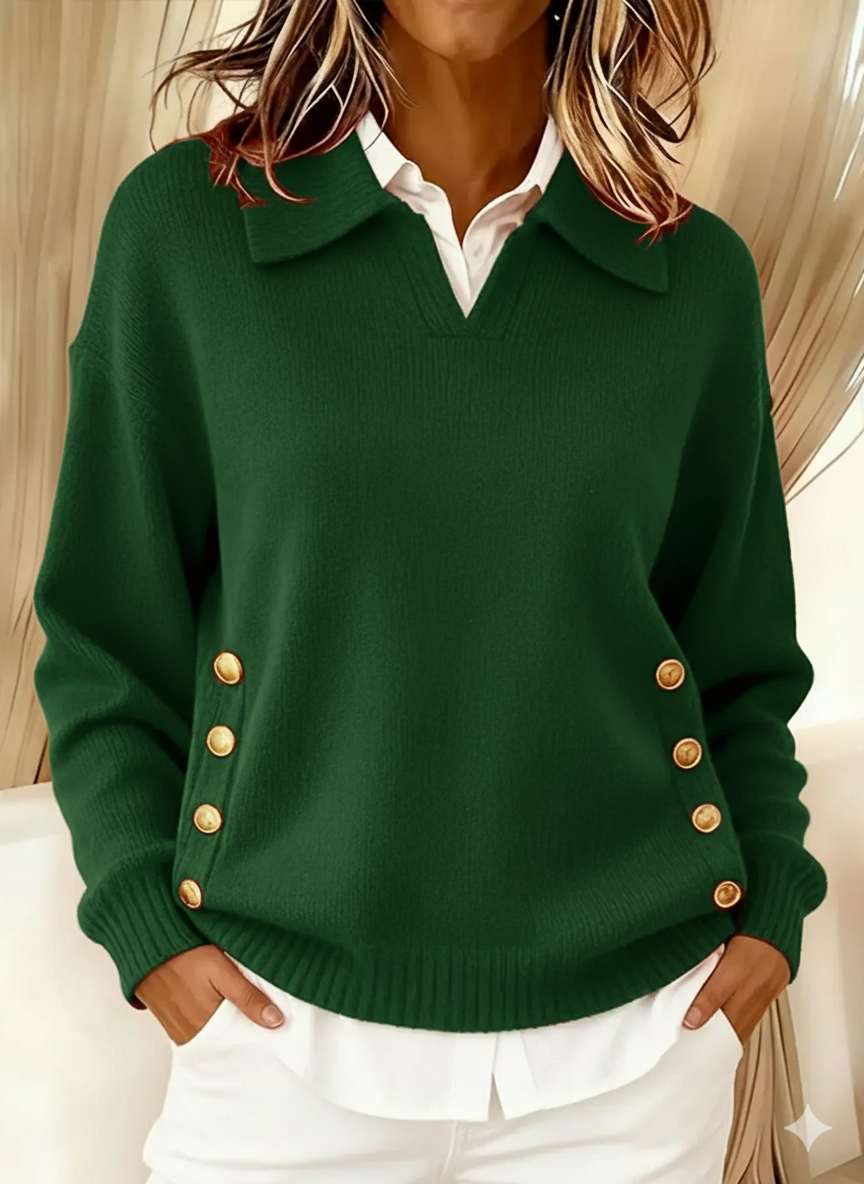 Vicenta Jersey con Cuello Polo y Botones