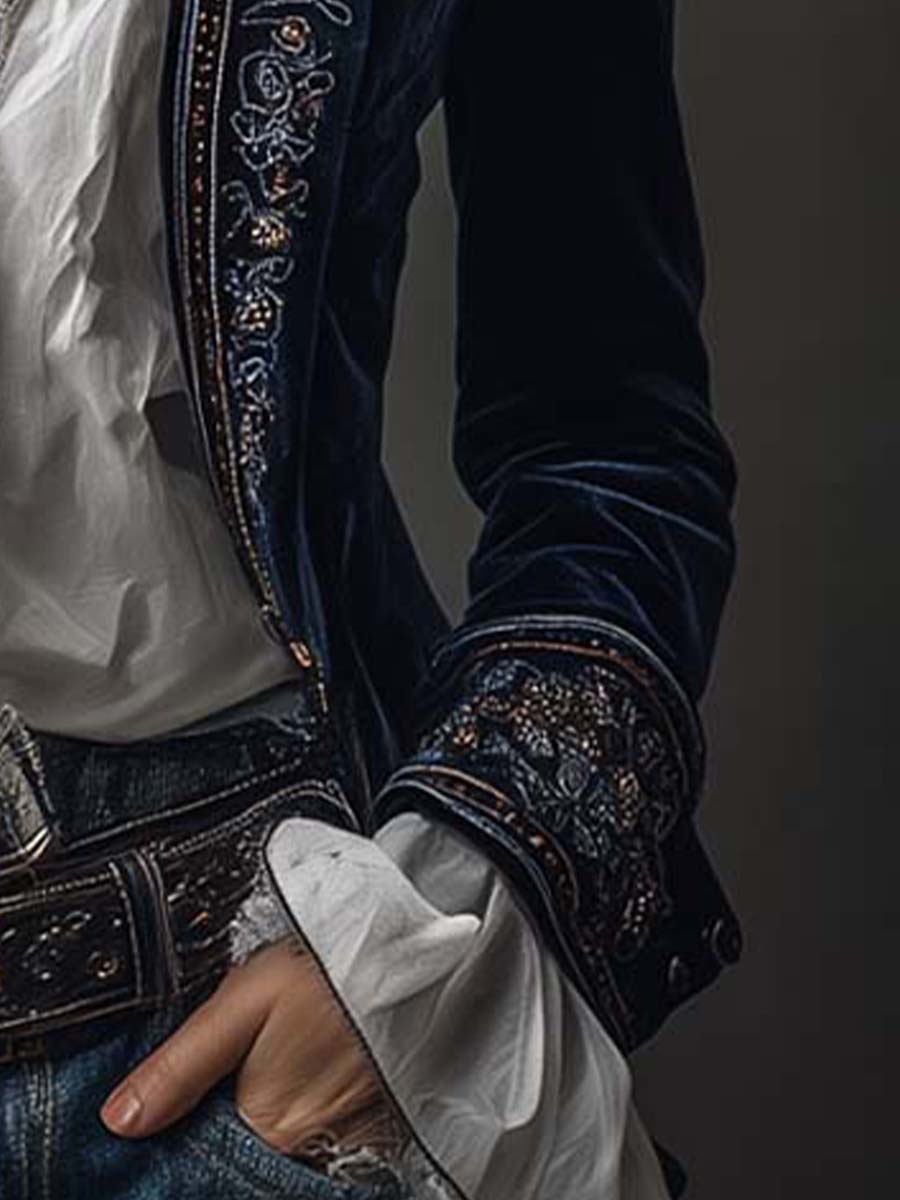 Soraya Chaqueta Larga con Bordados Vintage
