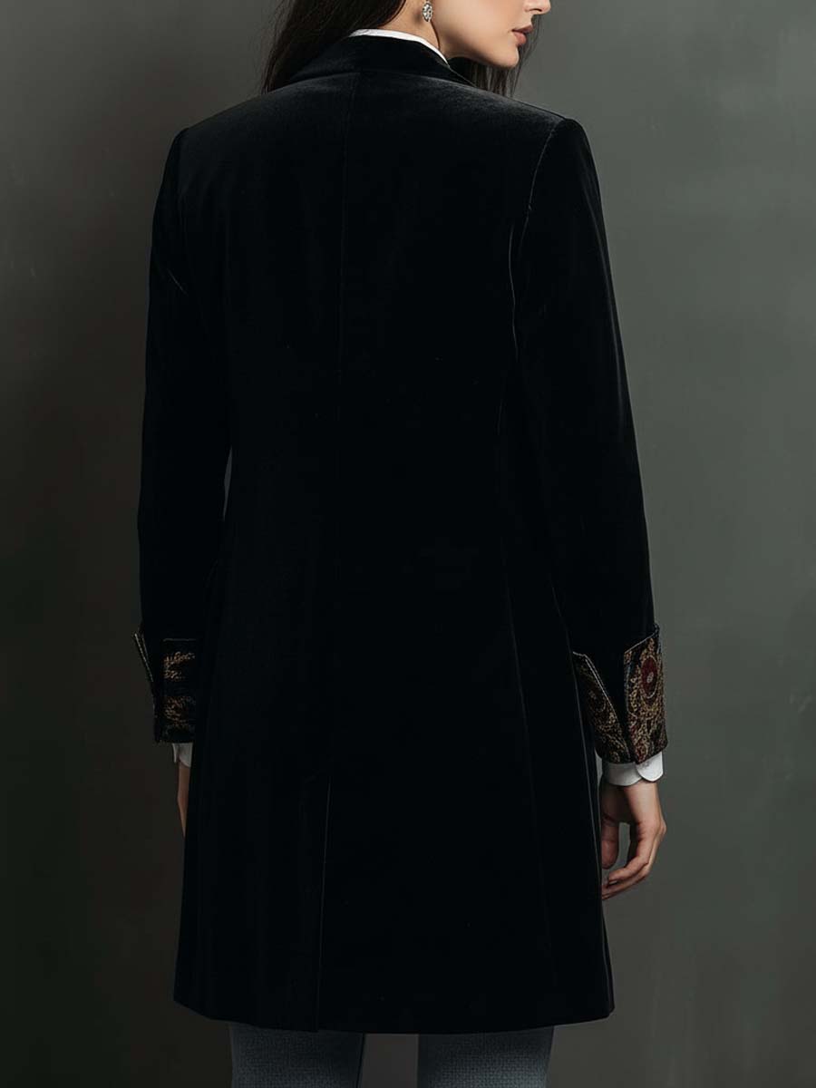 Bianca Blazer Negro Entallado con Estampado Barroco