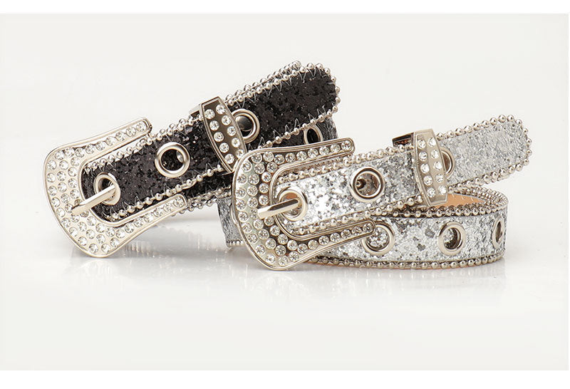 Cinturón de mujer con hebilla de strass, moderno y original