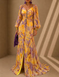 Coleta Vestido Maxi Estampado con Fruncido Central