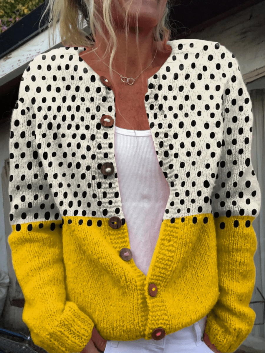 Mónica Suéter Cardigan de Punto Vintage