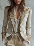 Tamara Blazer Marfil Entallado con Bordados Florales