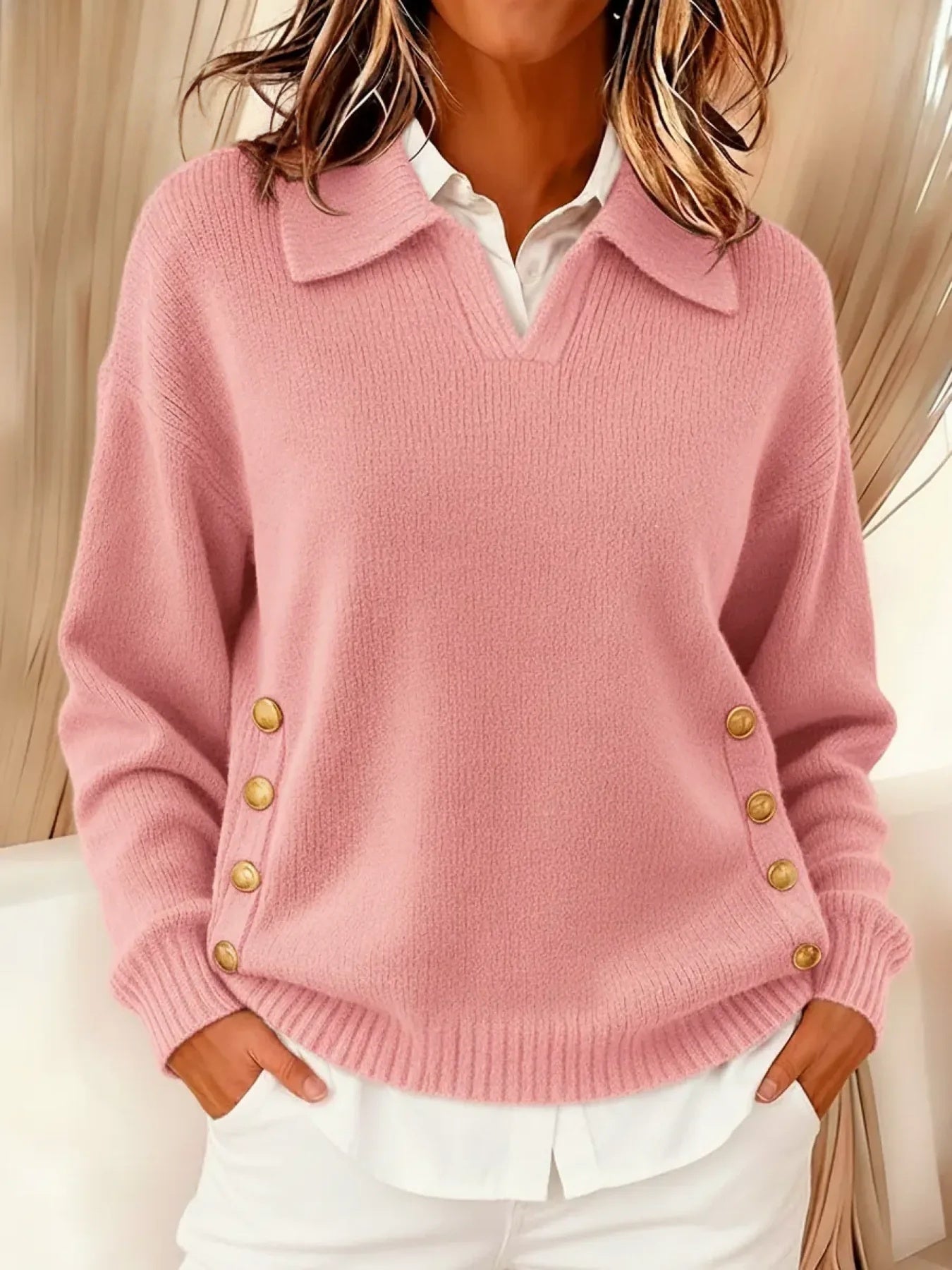 Vicenta Jersey con Cuello Polo y Botones