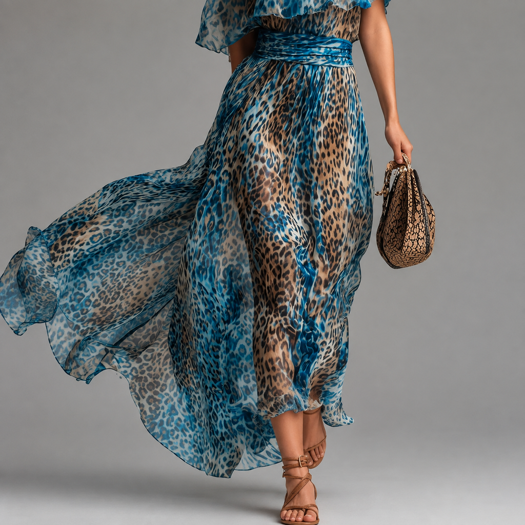 Celeste Vestido Animal Print de Gasa