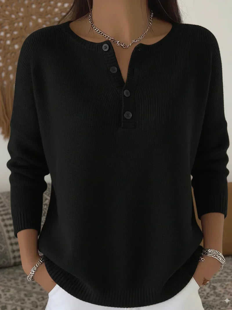 Helena  Jersey de Punto con Botones Henley