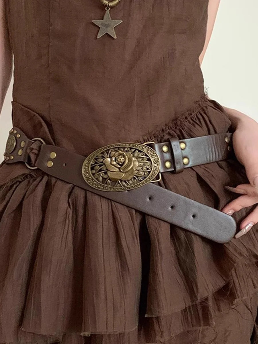 Cinturón marrón bohemio de estilo americano