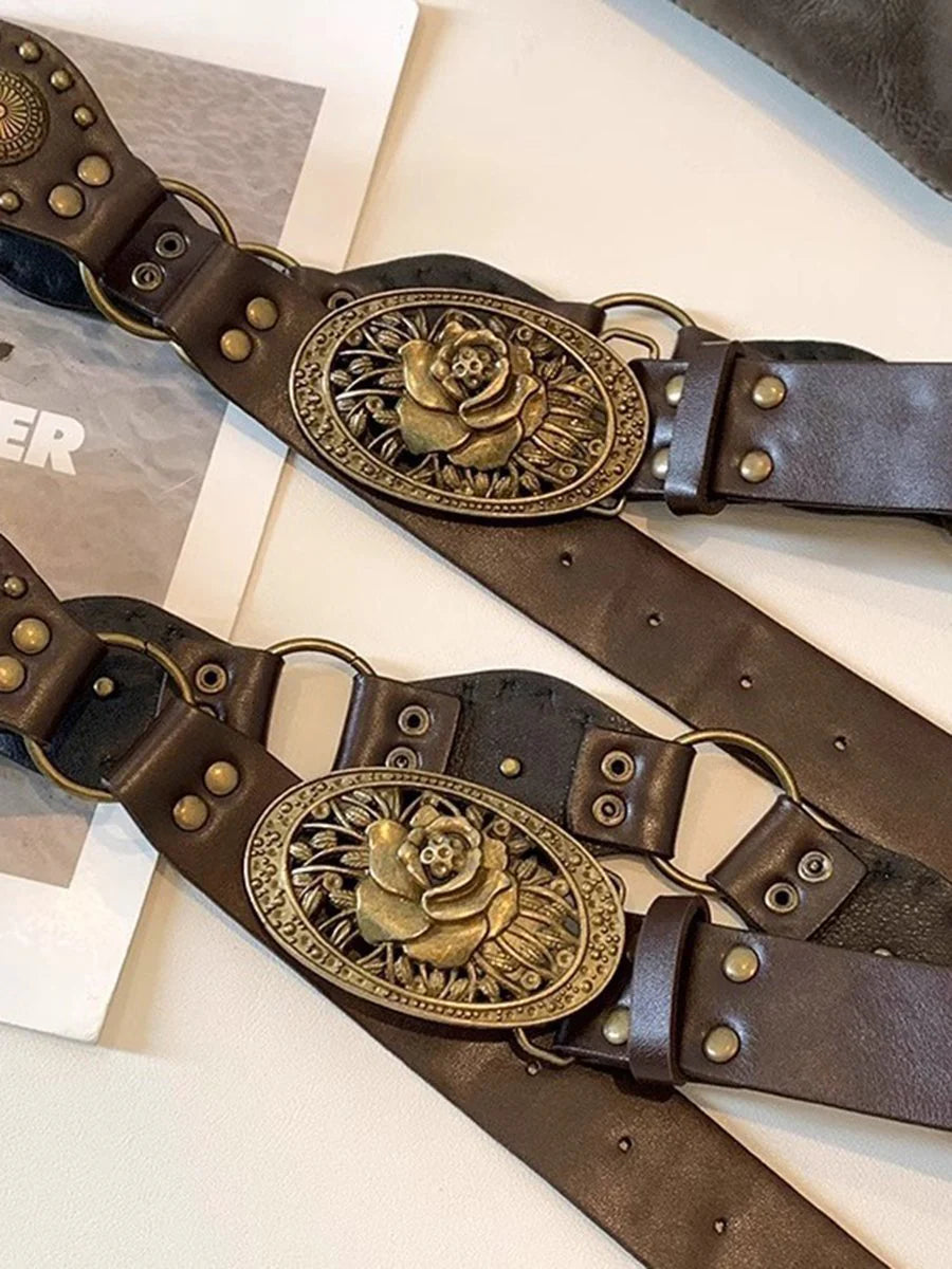 Cinturón marrón bohemio de estilo americano