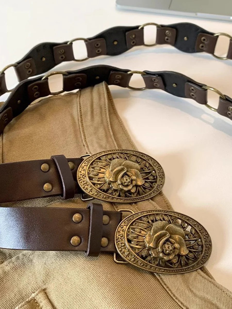 Cinturón marrón bohemio de estilo americano
