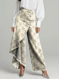 Vaqueros vintage de talle alto de pernera ancha de flores