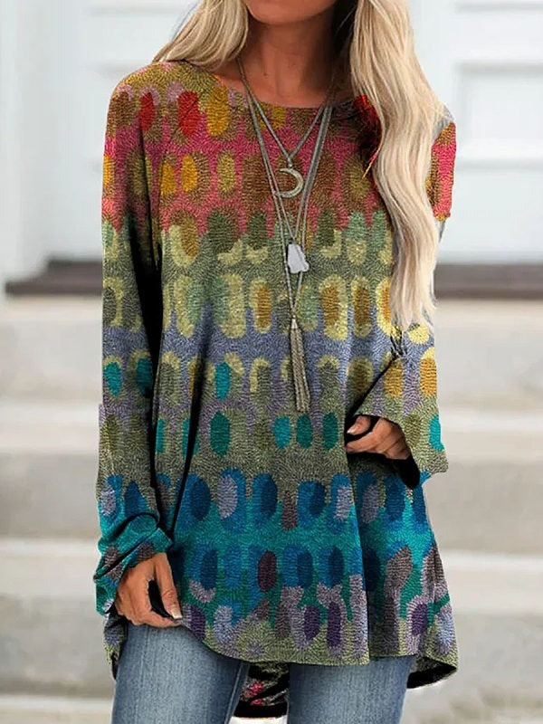 Sudadera casual abstracta con cuello redondo y manga larga · Xiomara