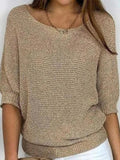 Jersey casual liso con cuello redondo y manga francesa