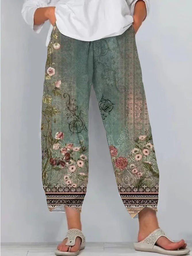 Pantalón casual holgado de flores · Sasha