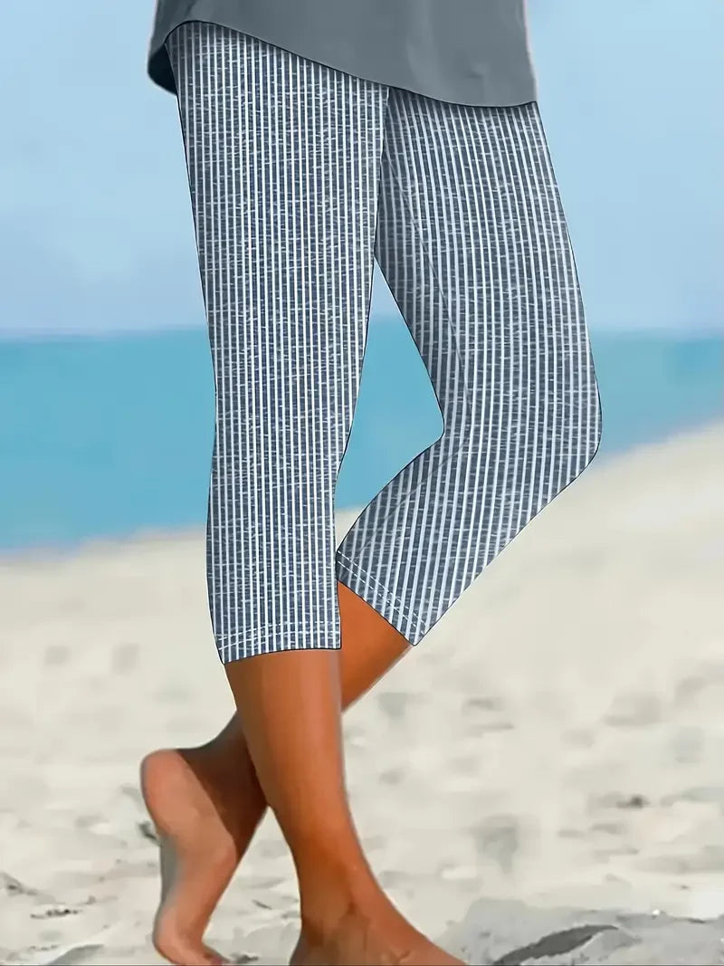 Leggings capri de corte recto de rayas — foto 2