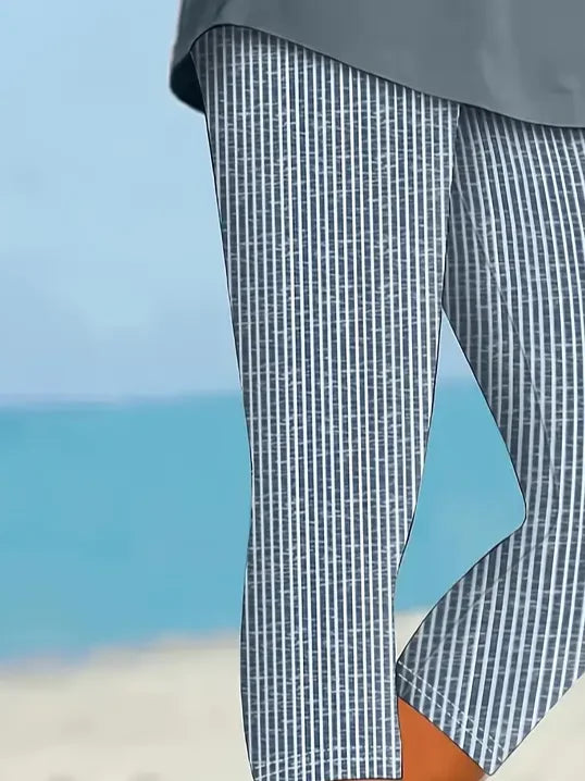 Leggings capri de corte recto de rayas — foto 4