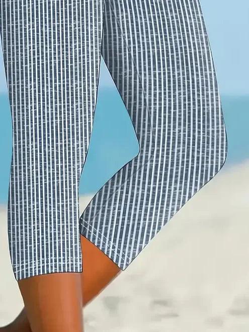 Leggings capri de corte recto de rayas — foto 3
