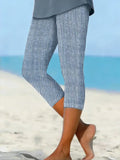 Leggings capri de corte recto de rayas