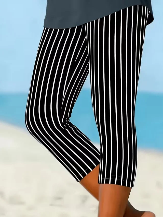 Leggings casual capri de corte recto de rayas de viscosa — foto 3