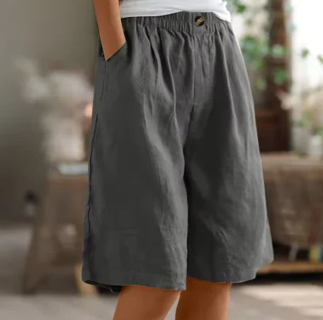 Shorts casual cortos bermuda lisos de lino con bolsillos — foto 2