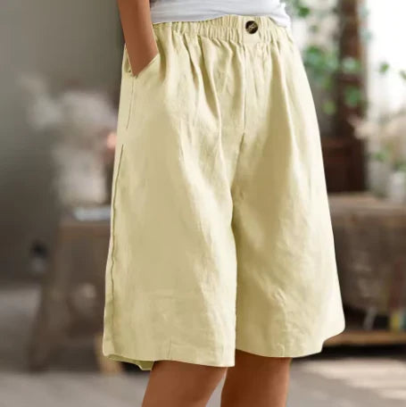 Shorts casual cortos bermuda lisos de lino con bolsillos — foto 3