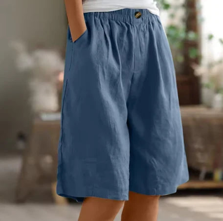 Shorts casual cortos bermuda lisos de lino con bolsillos — foto 4