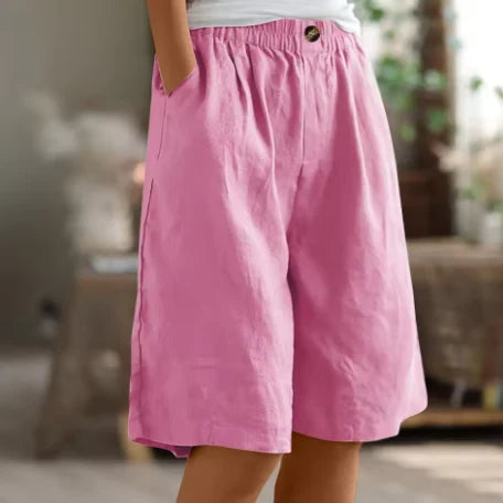 Shorts casual cortos bermuda lisos de lino con bolsillos — foto 5