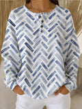 Top casual efecto acuarela con cuello henley y manga larga