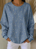 Sudadera casual de hojas con cuello redondo y manga larga