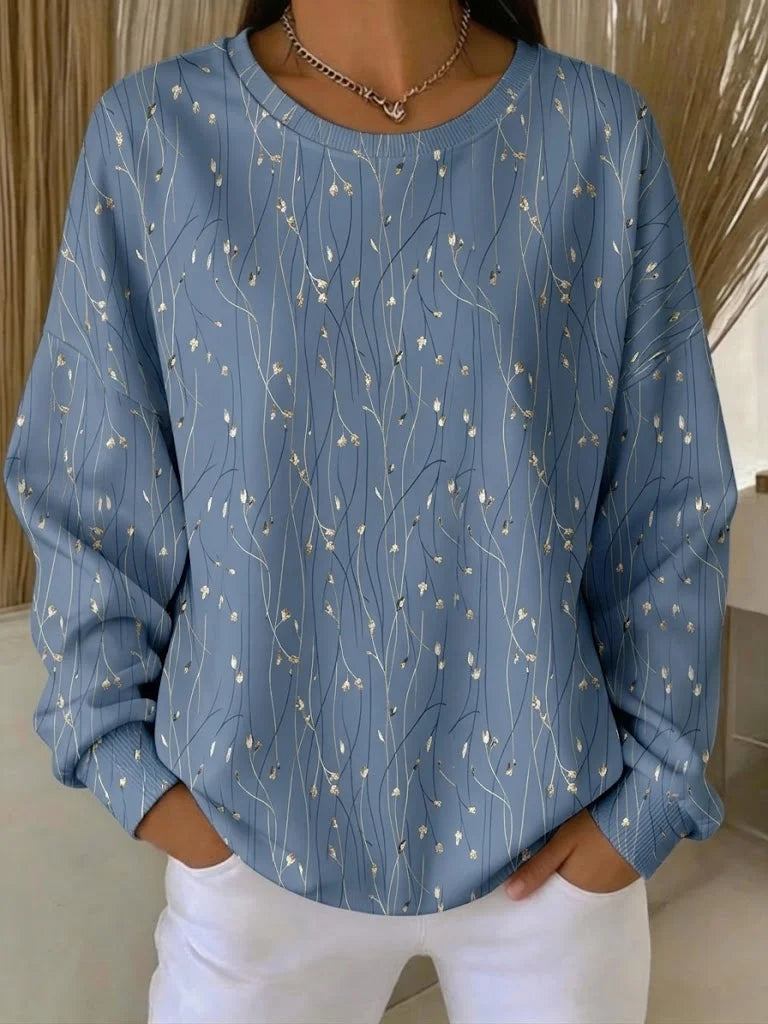 Sudadera casual de hojas con cuello redondo y manga larga