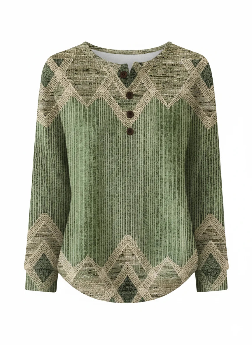 Top geométrico de punto con cuello henley y manga larga — foto 2