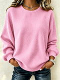Sudadera casual lisa con cuello redondo