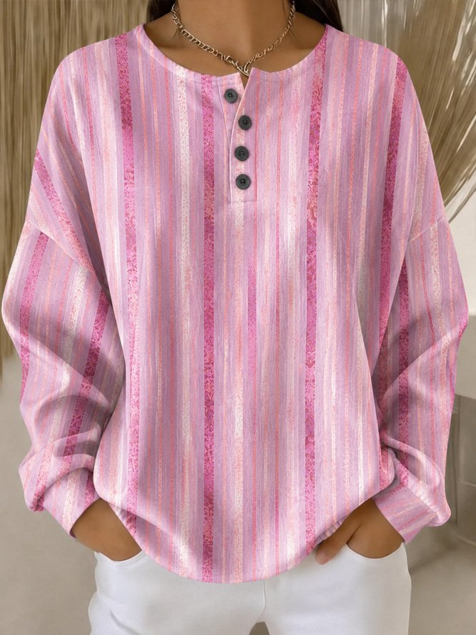 Sudadera casual degradada con cuello henley