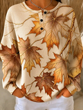Sudadera casual de hojas con cuello redondo