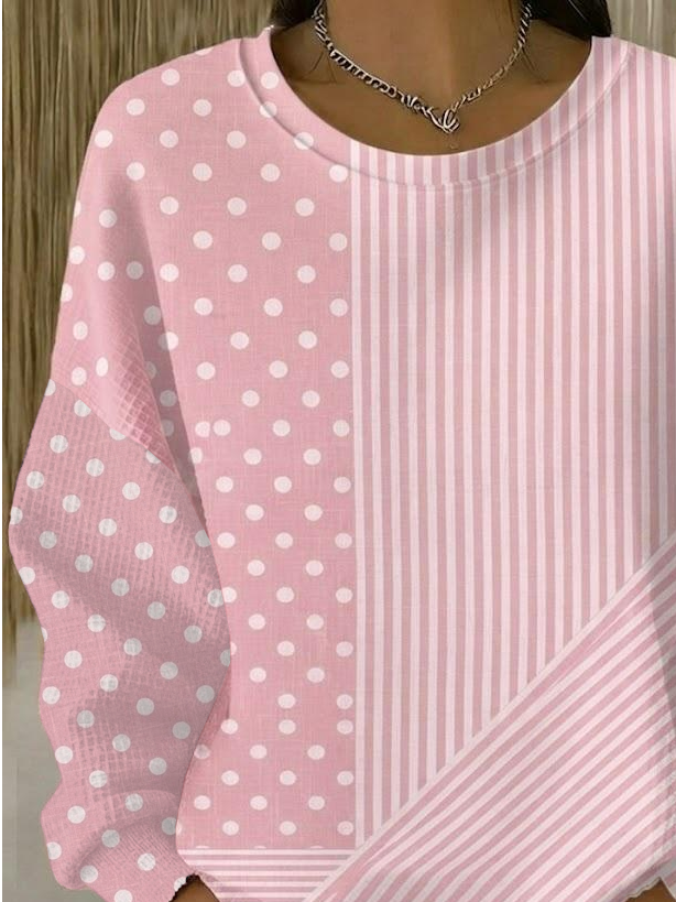 Sudadera casual de rayas con cuello redondo — foto 2