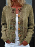Cárdigan vintage estampado con manga larga