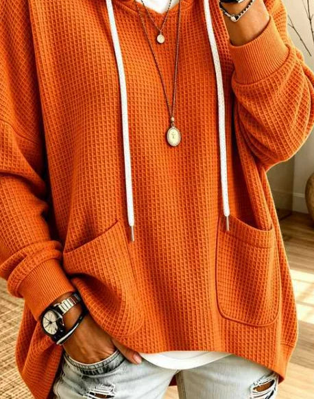 Sudadera con capucha casual lisa con manga larga — foto 2