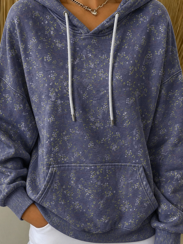 Sudadera con capucha vintage de flores con manga larga — foto 2