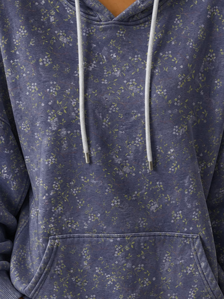 Sudadera con capucha vintage de flores con manga larga — foto 3