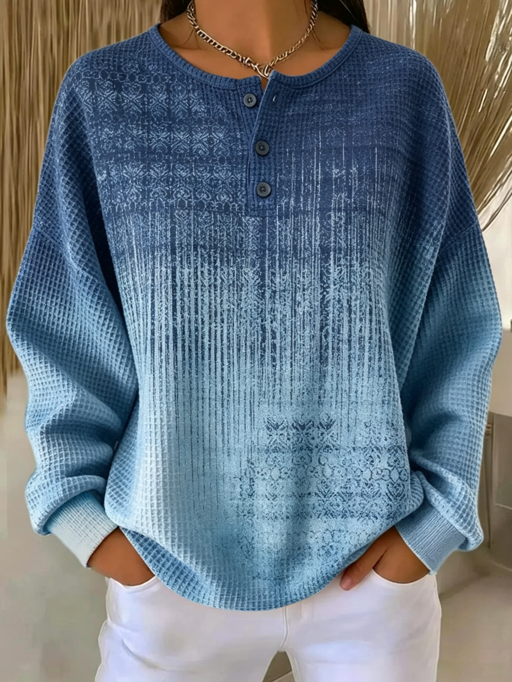 Sudadera casual abstracta con cuello redondo y manga larga · Alba