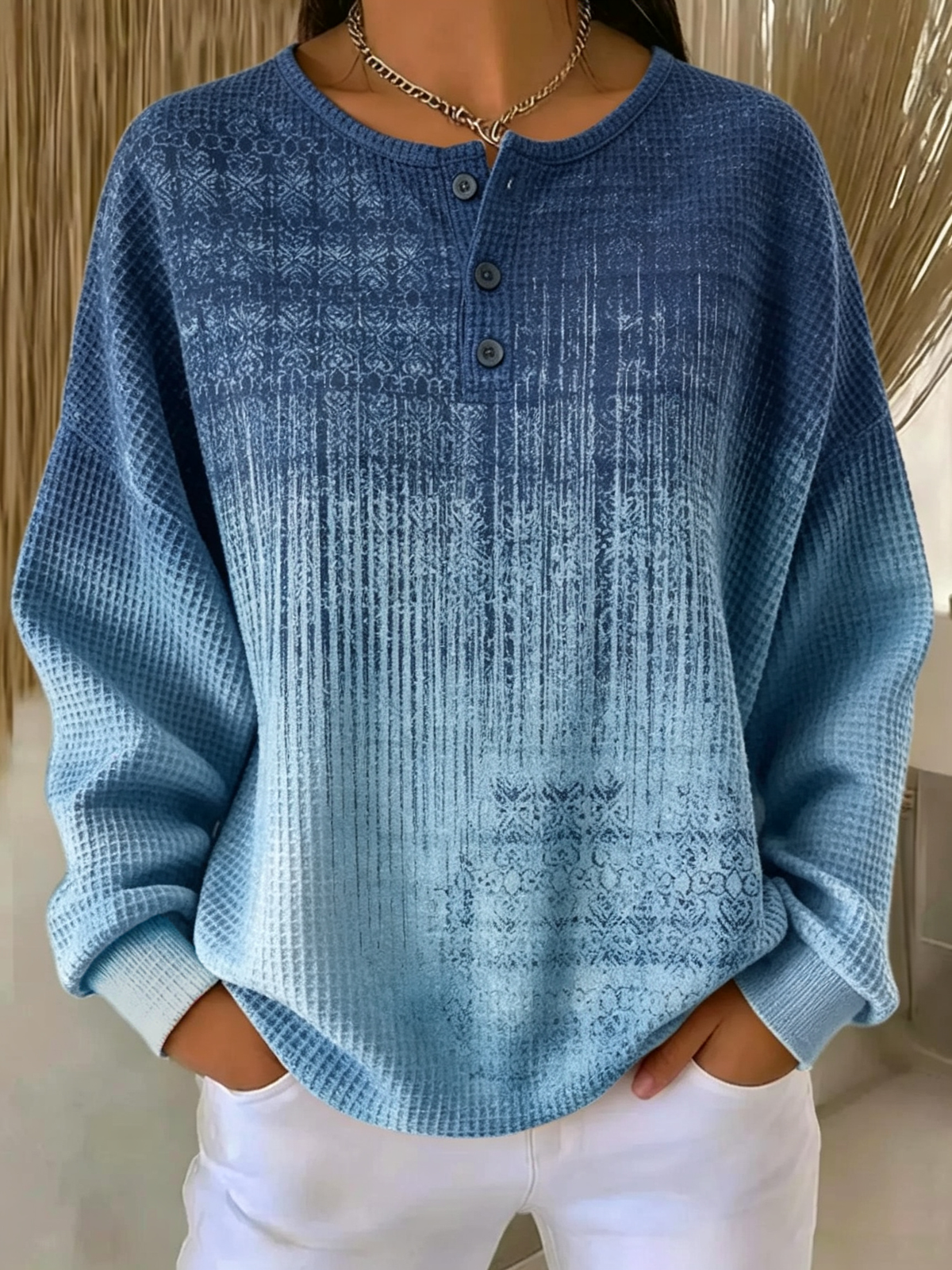 Sudadera casual abstracta con cuello redondo y manga larga · Alba
