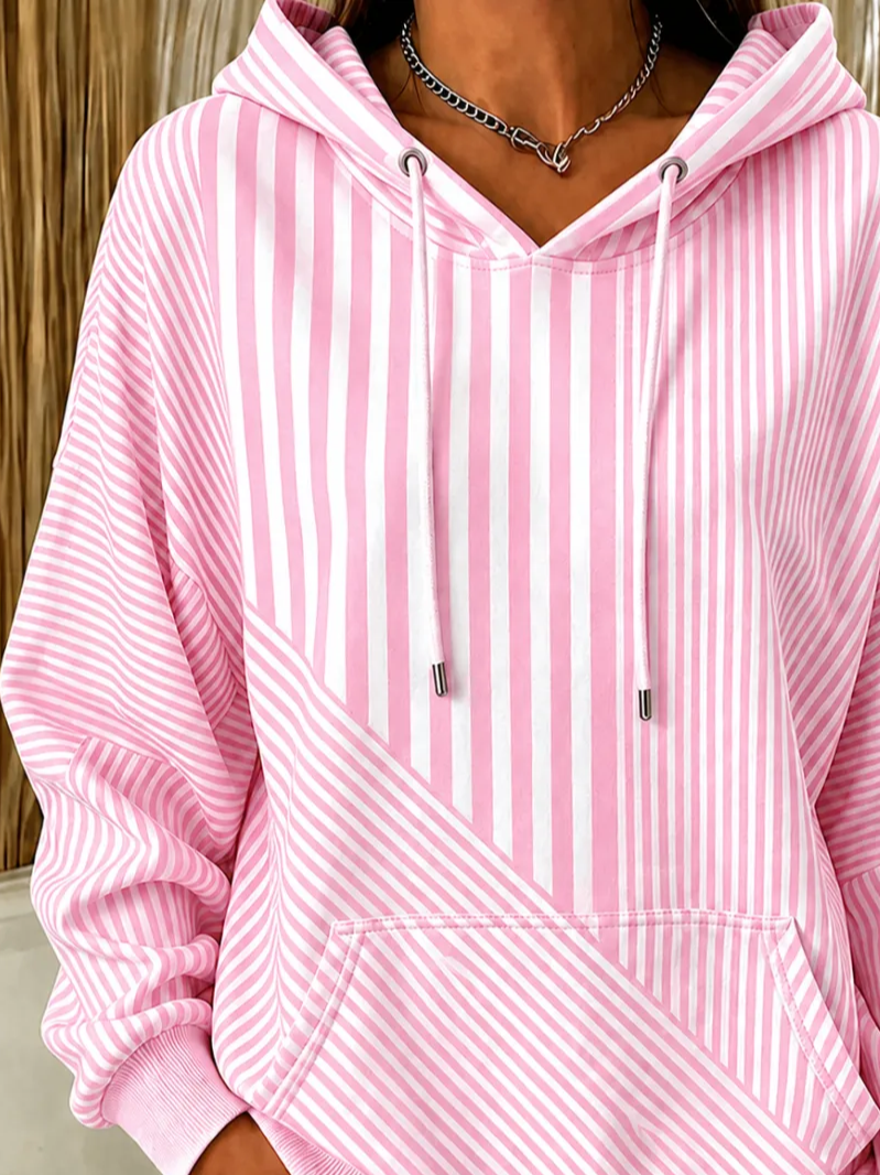 Sudadera con capucha casual de rayas con manga larga — foto 2