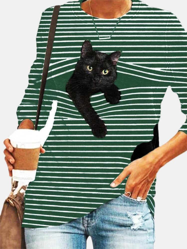 Camisa de rayas con cuello redondo y manga larga — foto 5