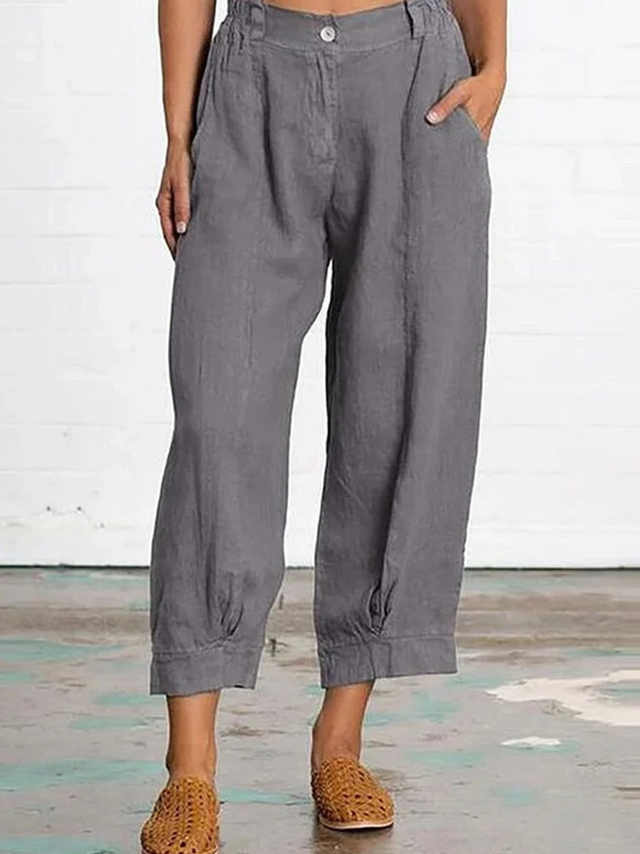 Pantalón holgado liso de algodón — foto 3