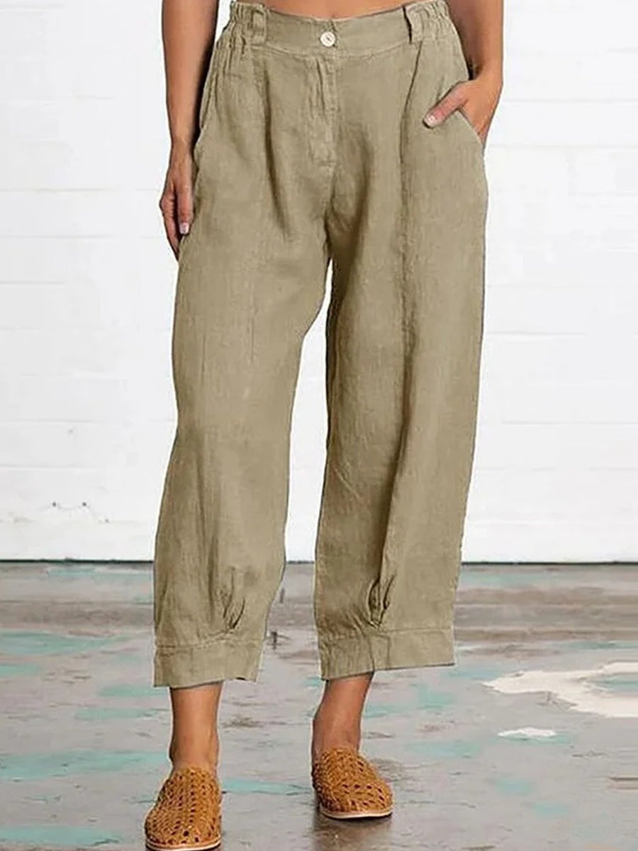 Pantalón holgado liso de algodón — foto 2