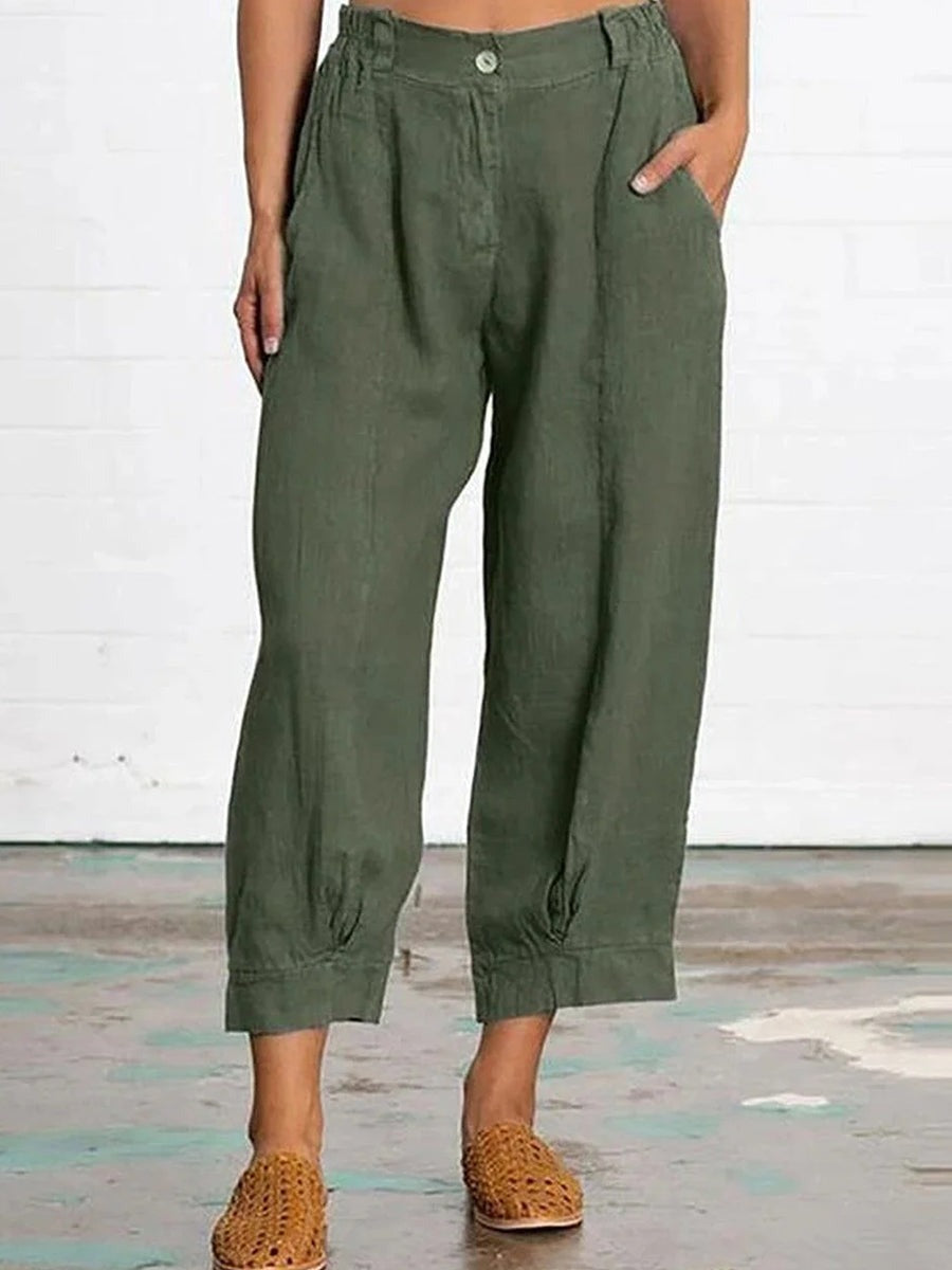 Pantalón holgado liso de algodón