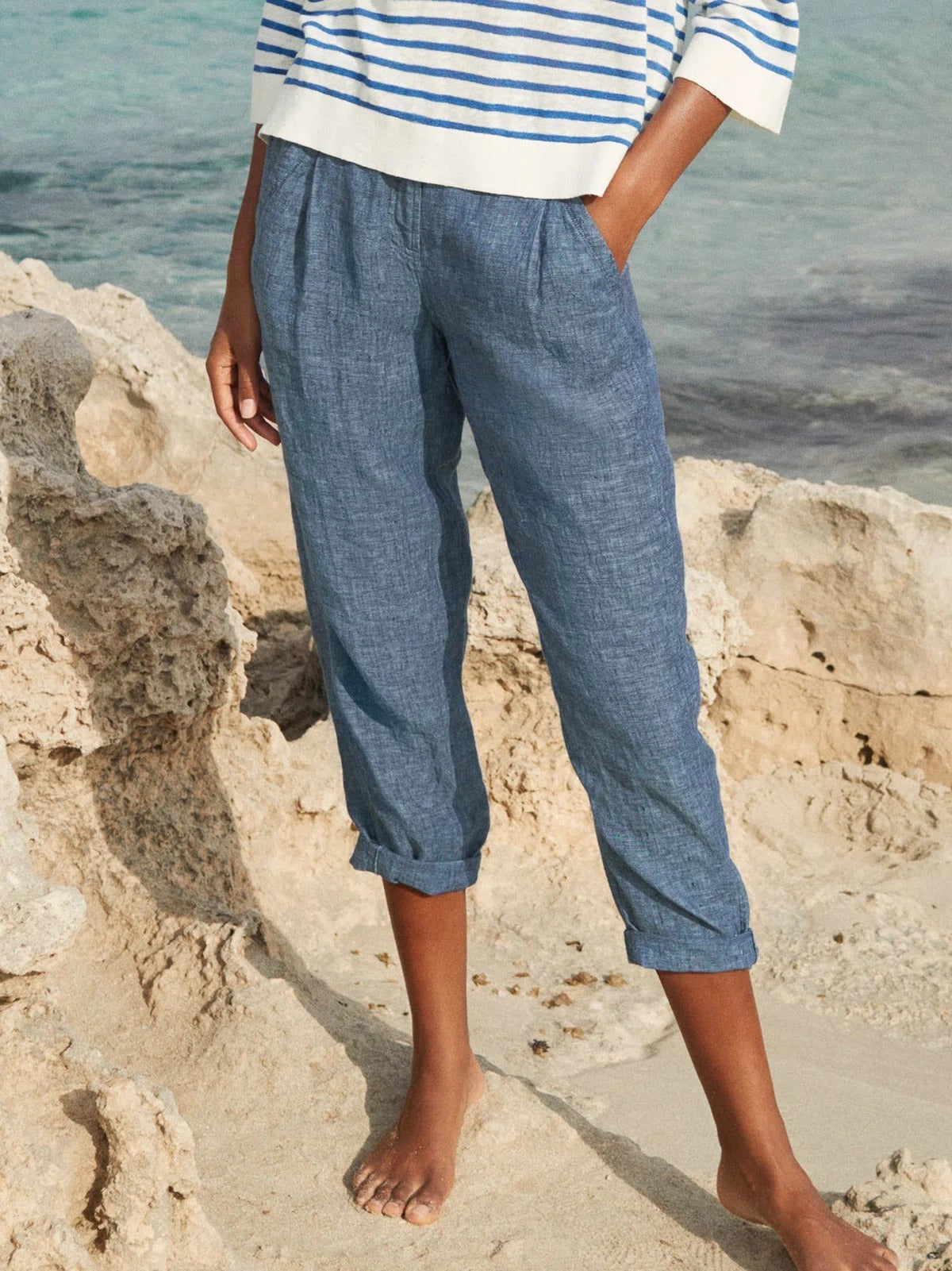 Pantalón básico capri liso