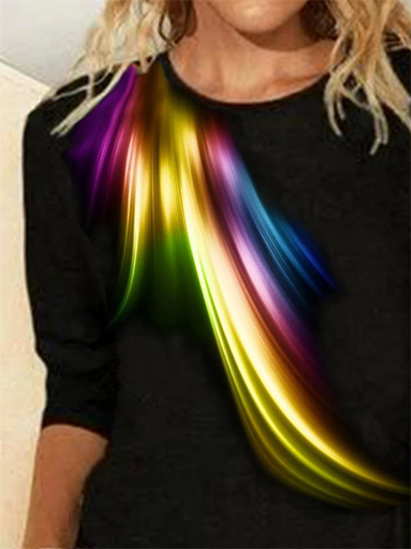 Camisa casual degradada con cuello redondo y manga larga — foto 3