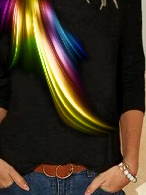 Camisa casual degradada con cuello redondo y manga larga — foto 2