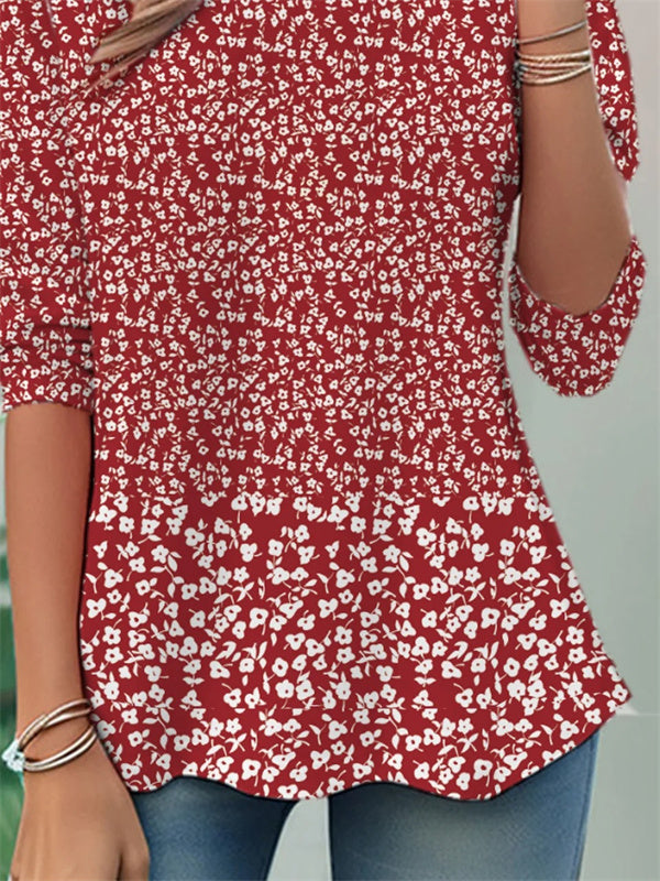 Camisa de flores con cuello redondo y manga larga · Petra — foto 2