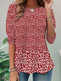 Camisa de flores con cuello redondo y manga larga · Petra